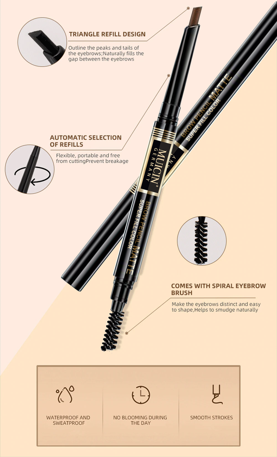 MUICIN - 2 In 1 Eyebrow Marker Eyeliner Best Price in Pakistan