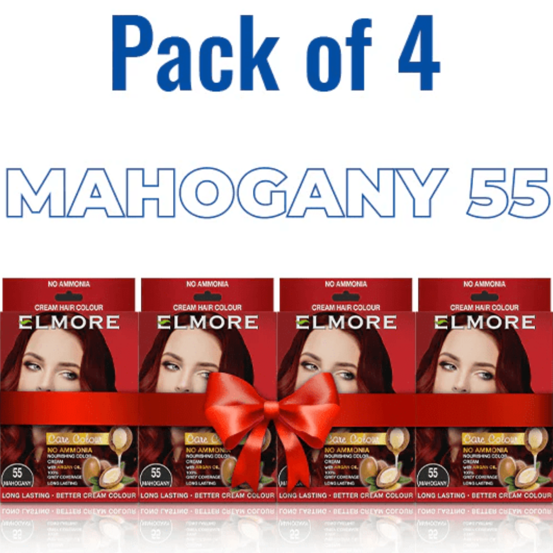 Elmore - Cream Hair Color With Argan Oil - 55 MAHOGANY - Pack of 4 Best Price in Pakistan