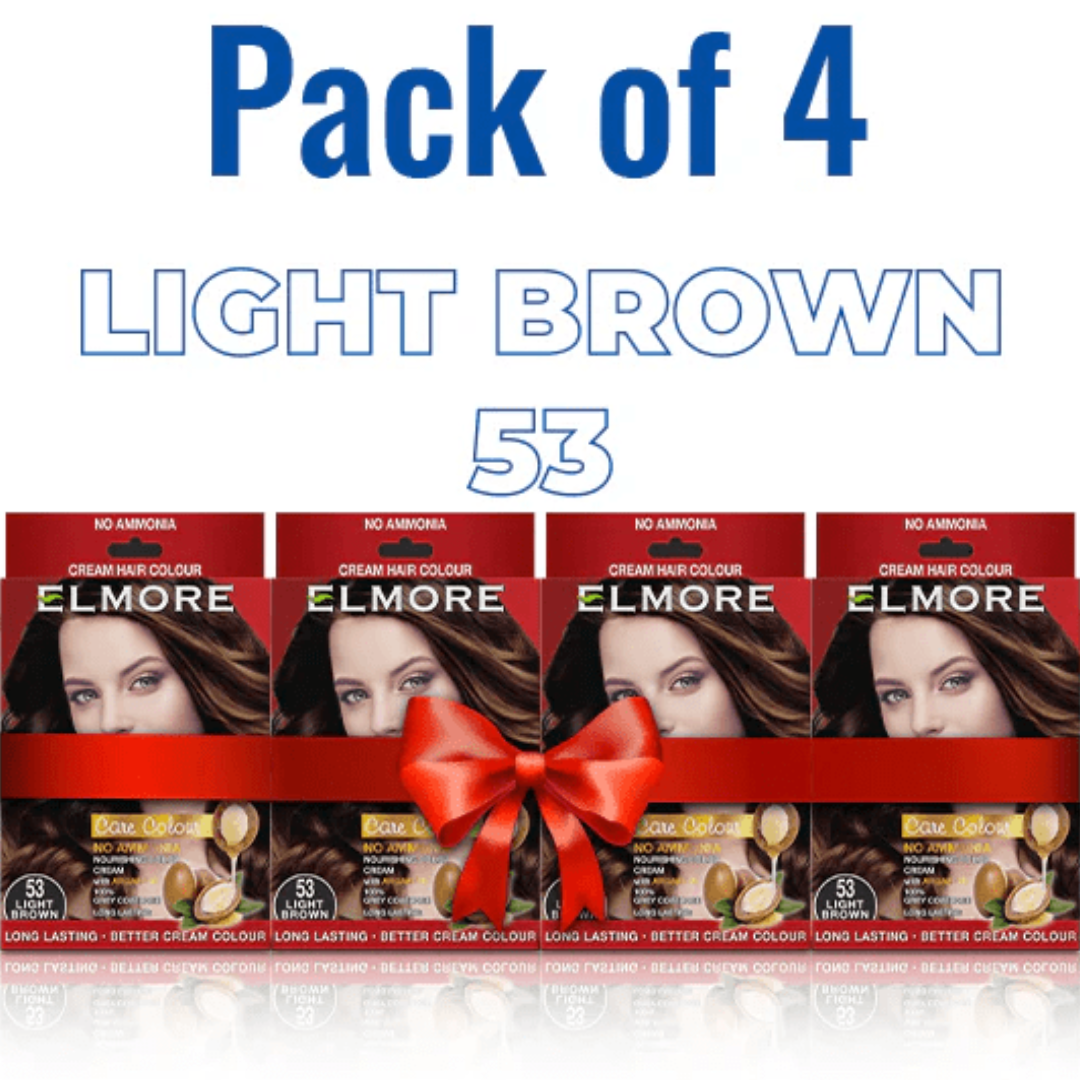 Elmore - Cream Hair Color With Argan Oil - 53 LIGHT BROWN - Pack of 4 Best Price in Pakistan