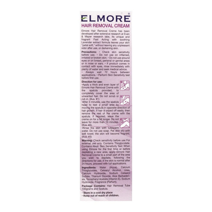 Elmore - Quick & Gentle Soft & Smooth Lavender Fragrance Dry Skin Hair Removal Cream - 100g Best Price in Pakistan