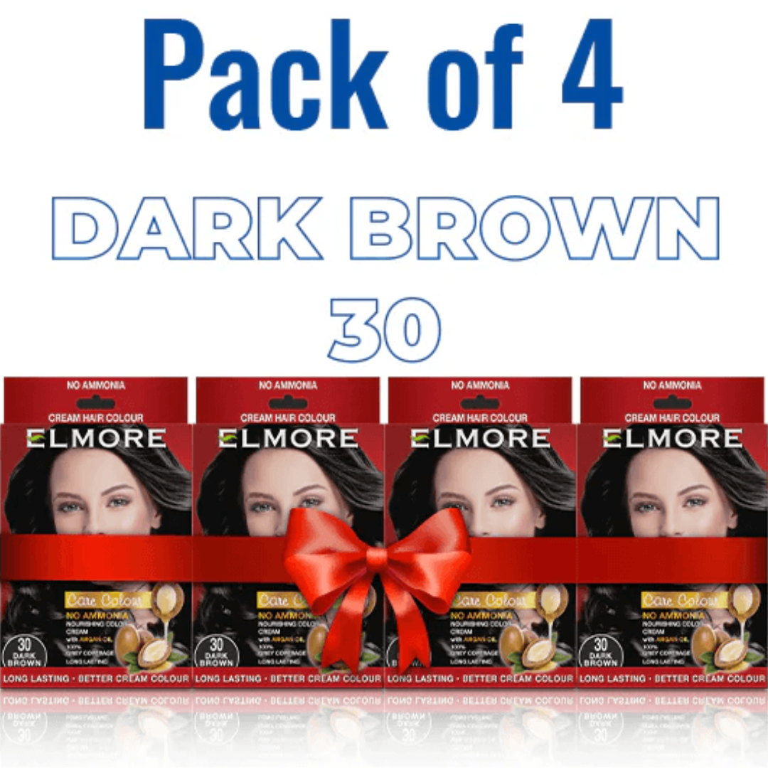 Elmore - Cream Hair Color With Argan Oil - 30 DARK BROWN - Pack of 4 Best Price in Pakistan