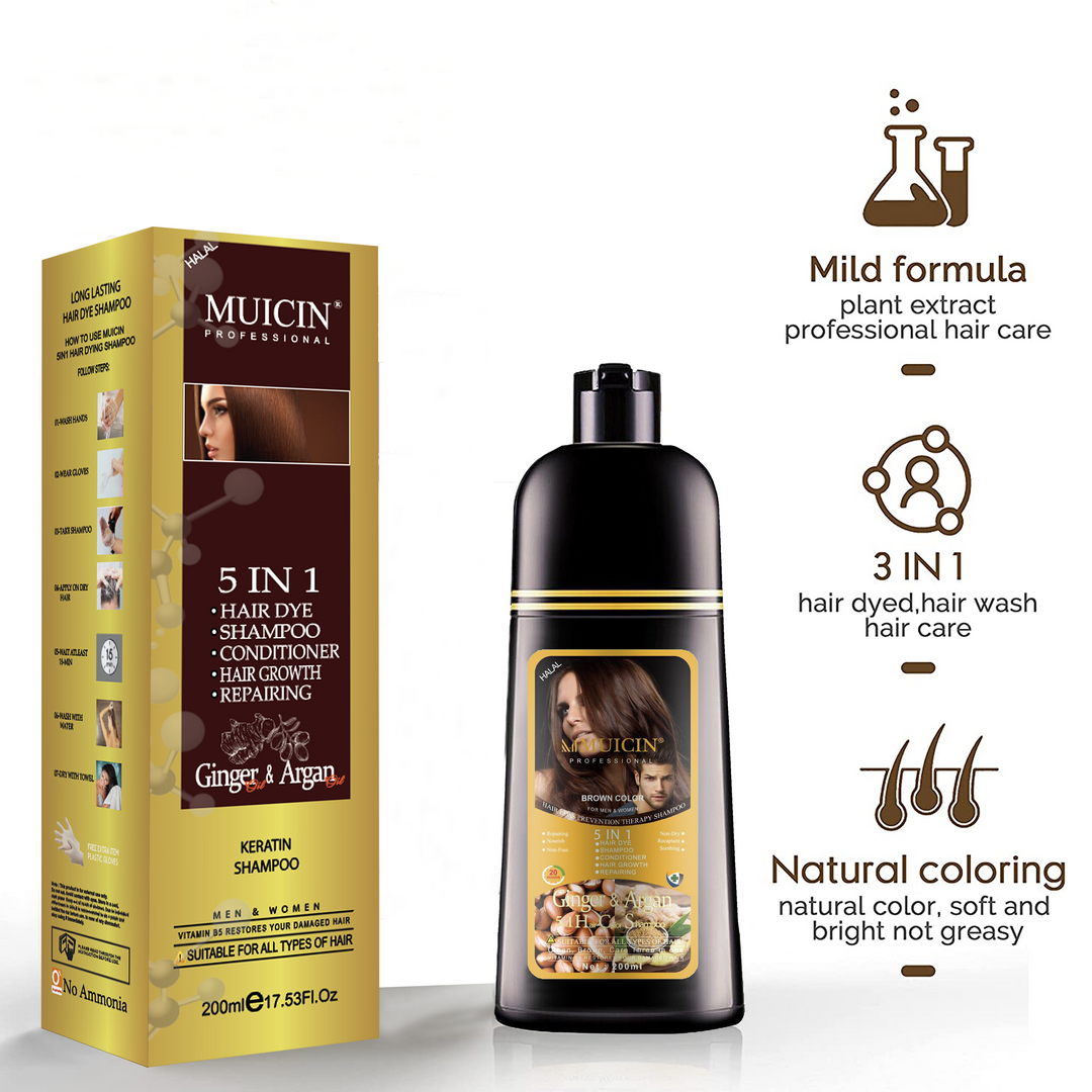 MUICIN - 5 in 1 Hair Color Shampoo With Ginger & Argan Oil Best Price in Pakistan