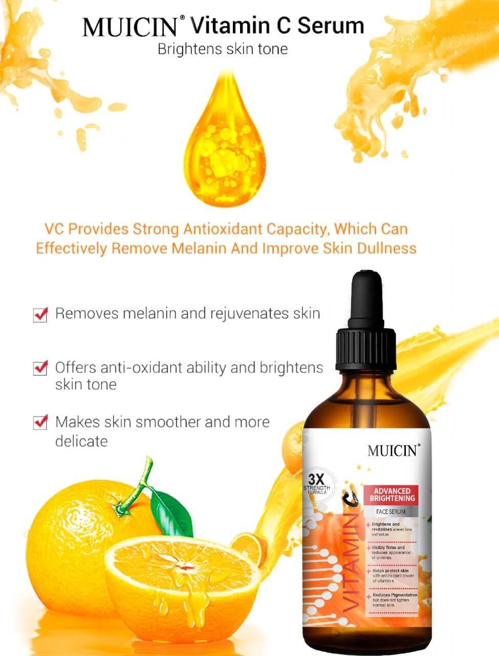 MUICIN - 3X Advanced Brightening Vitamin C Serum - 100ml Best Price in Pakistan