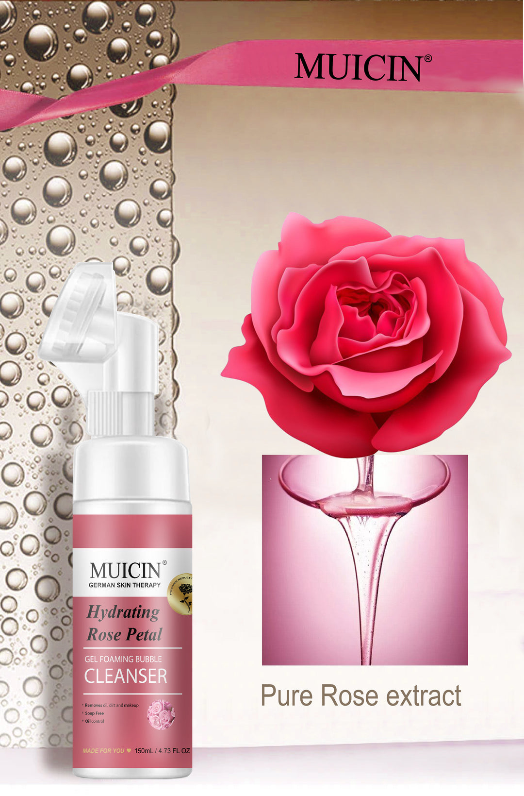 MUICIN - Rose Petal Gel Foaming Bubble Cleanser - 150ml Best Price in Pakistan